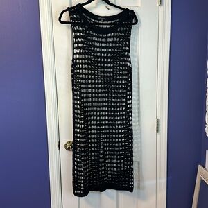 hers & mine black net midi swimsuit cover up